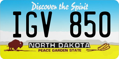ND license plate IGV850