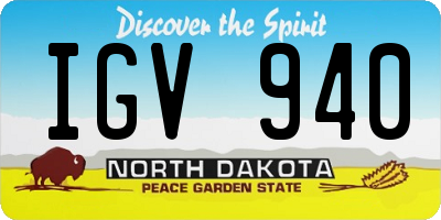 ND license plate IGV940