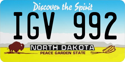 ND license plate IGV992