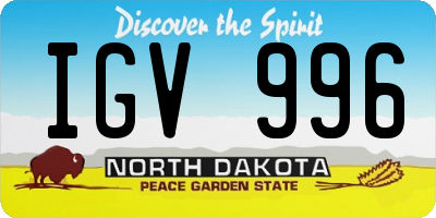 ND license plate IGV996