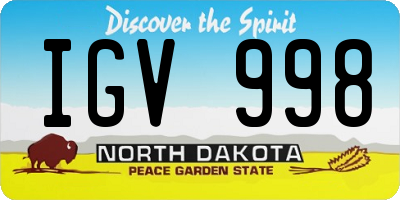 ND license plate IGV998