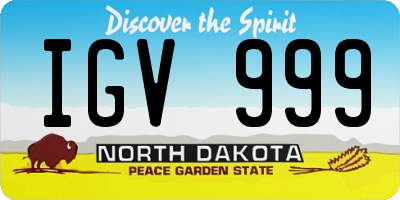 ND license plate IGV999