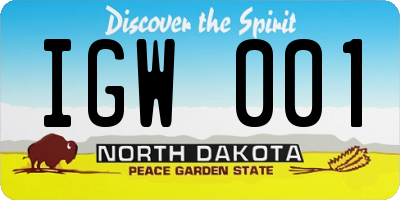 ND license plate IGW001