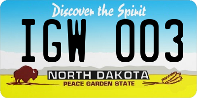 ND license plate IGW003