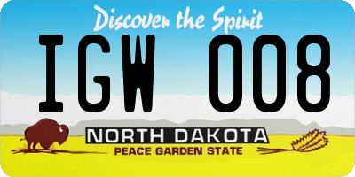 ND license plate IGW008