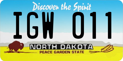 ND license plate IGW011