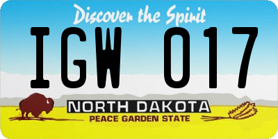 ND license plate IGW017