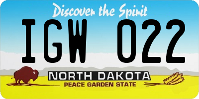 ND license plate IGW022
