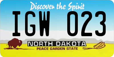 ND license plate IGW023