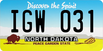 ND license plate IGW031