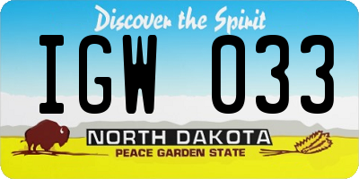 ND license plate IGW033