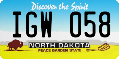 ND license plate IGW058