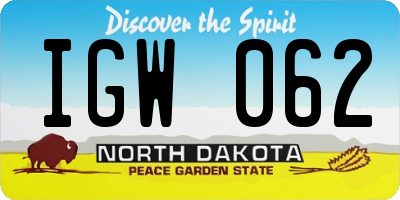 ND license plate IGW062