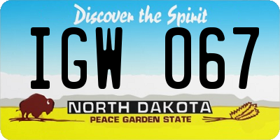 ND license plate IGW067