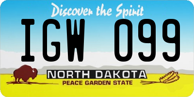 ND license plate IGW099