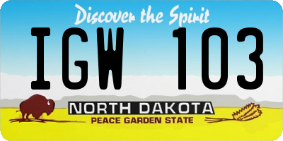 ND license plate IGW103