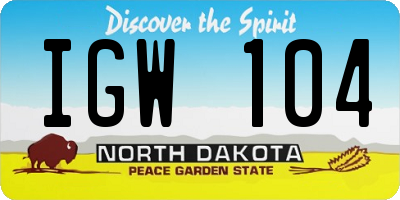 ND license plate IGW104