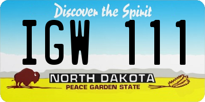 ND license plate IGW111