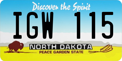 ND license plate IGW115
