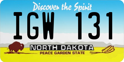 ND license plate IGW131