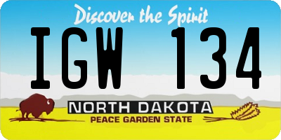 ND license plate IGW134