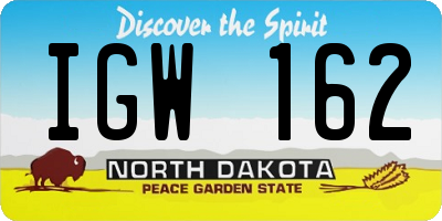 ND license plate IGW162