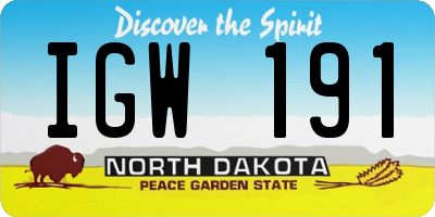 ND license plate IGW191