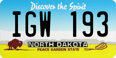 ND license plate IGW193