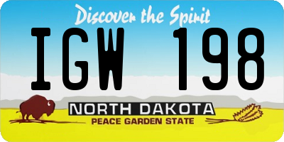 ND license plate IGW198