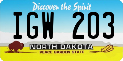 ND license plate IGW203