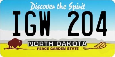ND license plate IGW204