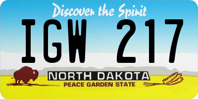 ND license plate IGW217