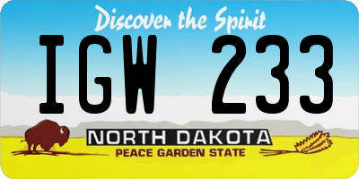 ND license plate IGW233