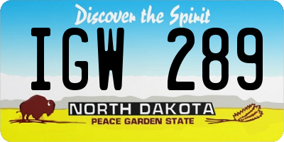 ND license plate IGW289