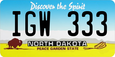 ND license plate IGW333