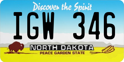 ND license plate IGW346