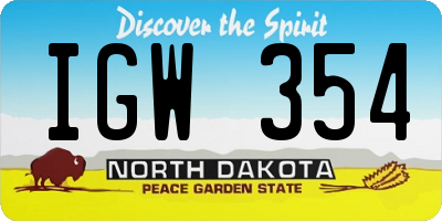 ND license plate IGW354