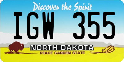 ND license plate IGW355