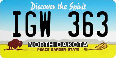 ND license plate IGW363
