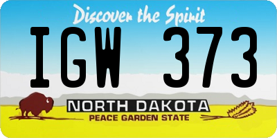 ND license plate IGW373