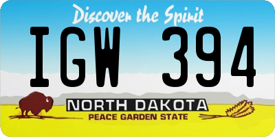 ND license plate IGW394