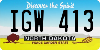 ND license plate IGW413