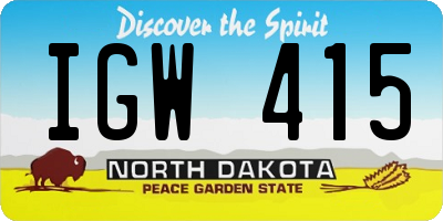 ND license plate IGW415