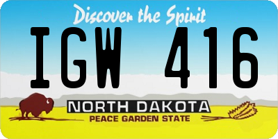 ND license plate IGW416