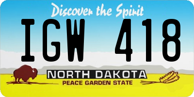 ND license plate IGW418