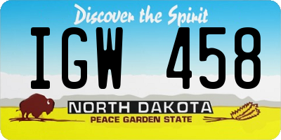 ND license plate IGW458