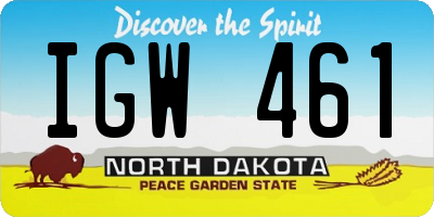 ND license plate IGW461