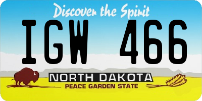 ND license plate IGW466