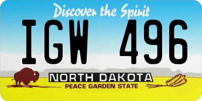 ND license plate IGW496