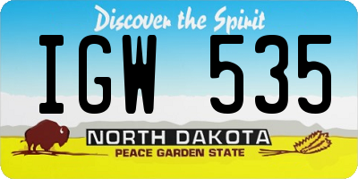 ND license plate IGW535